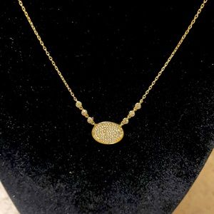 925S GOLD PLATED CRYSTAL DISC & ACCENTS NECKLACE